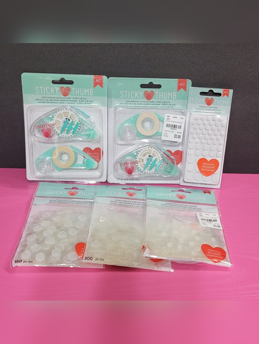 American Crafts Bundle Tape Runners Foam Dots Sticky Dots Set Of 6 (1008)